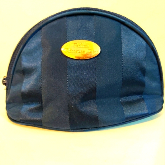 New Vintage Dior Blue Satin Cosmetic Makeup Bag - Picture 2 of 9